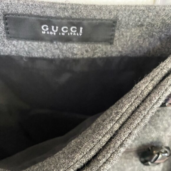 GUCCI Wool Cashmere Blend Double Breasted Wrap Style Skirt with Leather Buttons - Picture 4 of 11